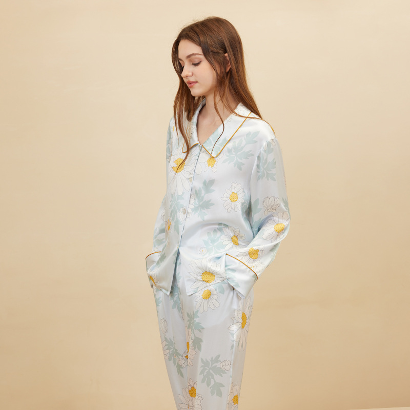 Women'S Fashion Suit - Fashion Daisy Print Pajamas Women Long