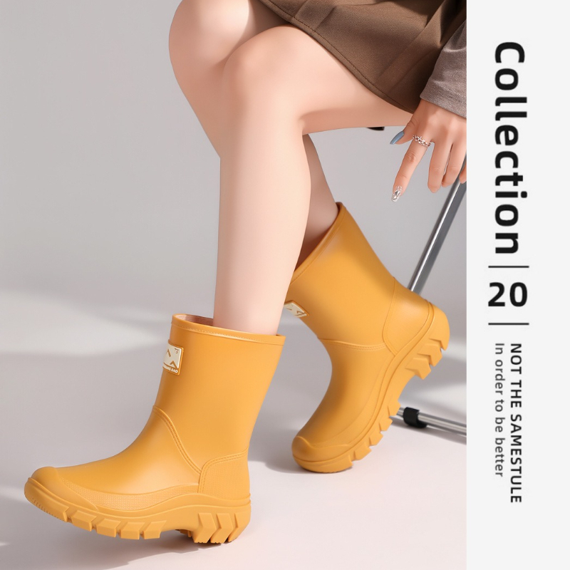 Women'S Fashion Rain Boots - Women's Mid-Calf Fleece Lined Rain Boots