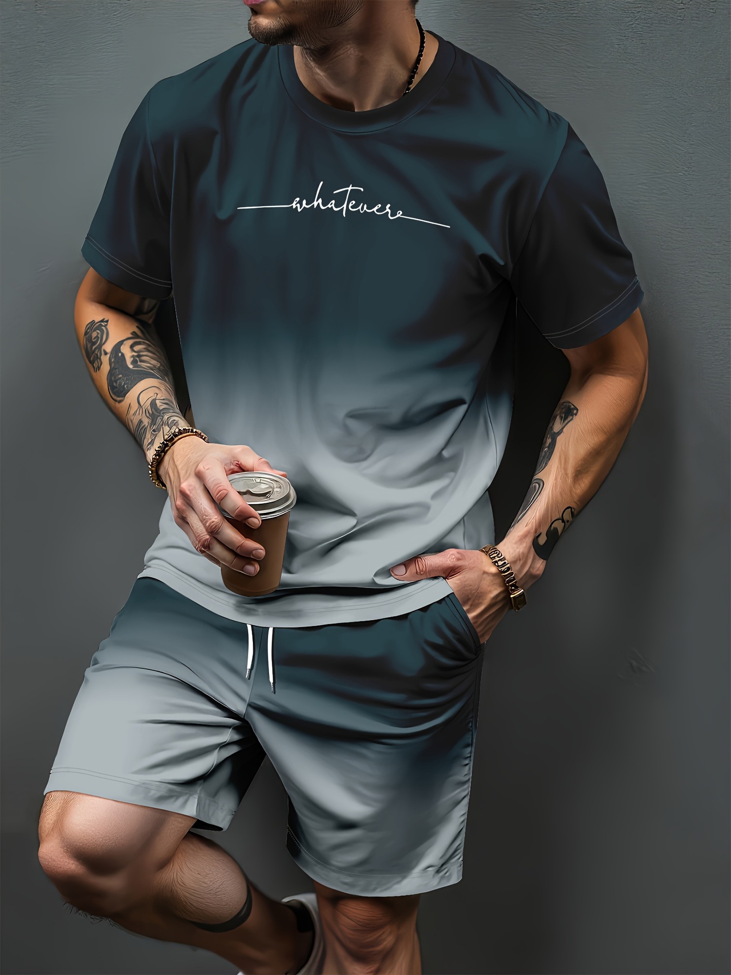 Gradient Letter Pattern 3D Pri - Women And Men Fashion 评论和价格