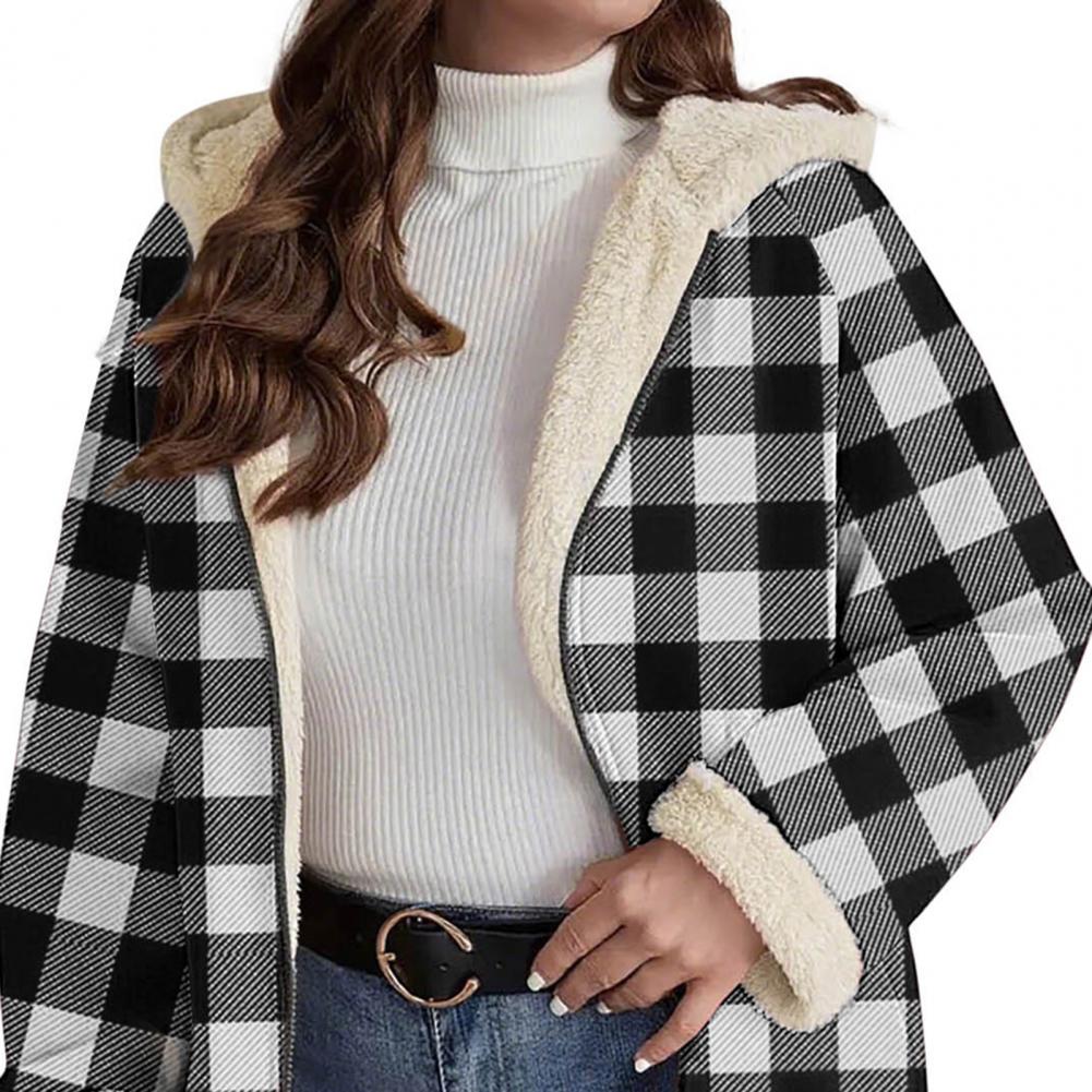 Women's Sherpa Plaid Shacket L - Sherpa Coat Women 评论和价格