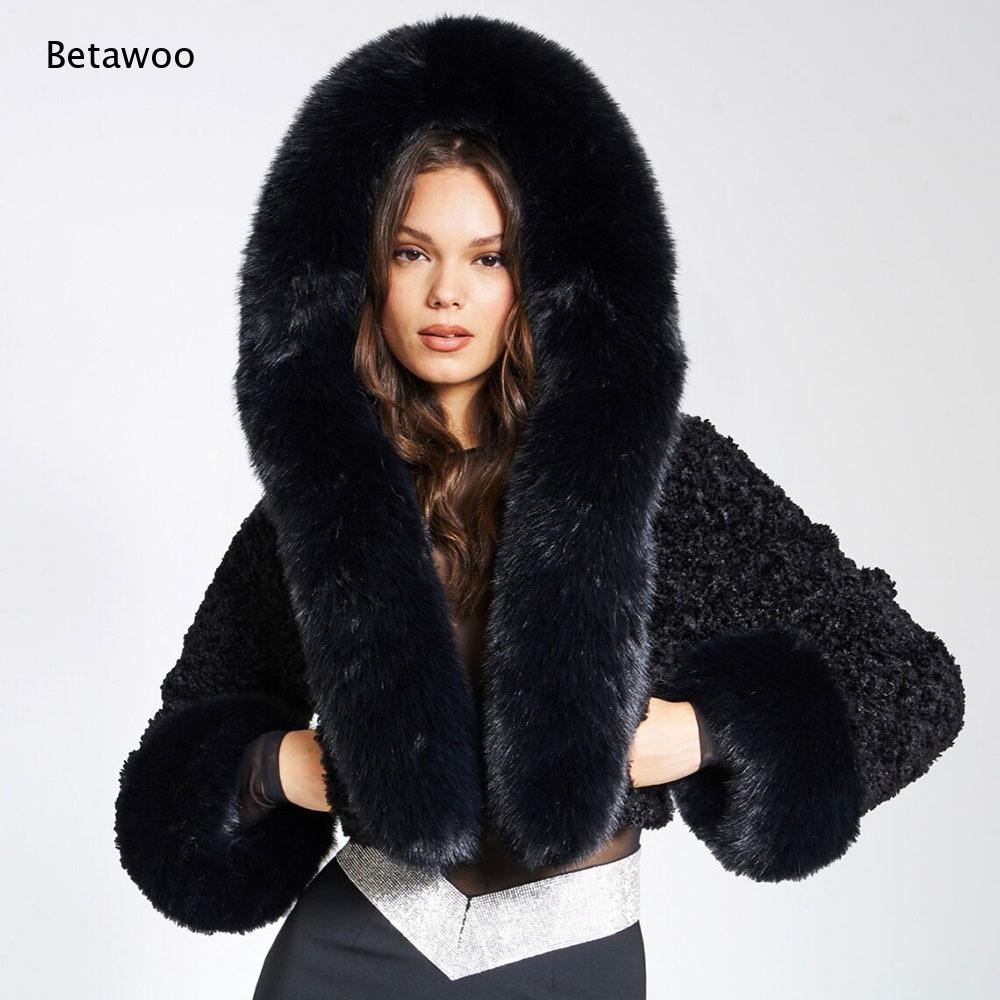 Women Faux Fur Trim Big Collar - Sherpa Coat Women 评论和价格