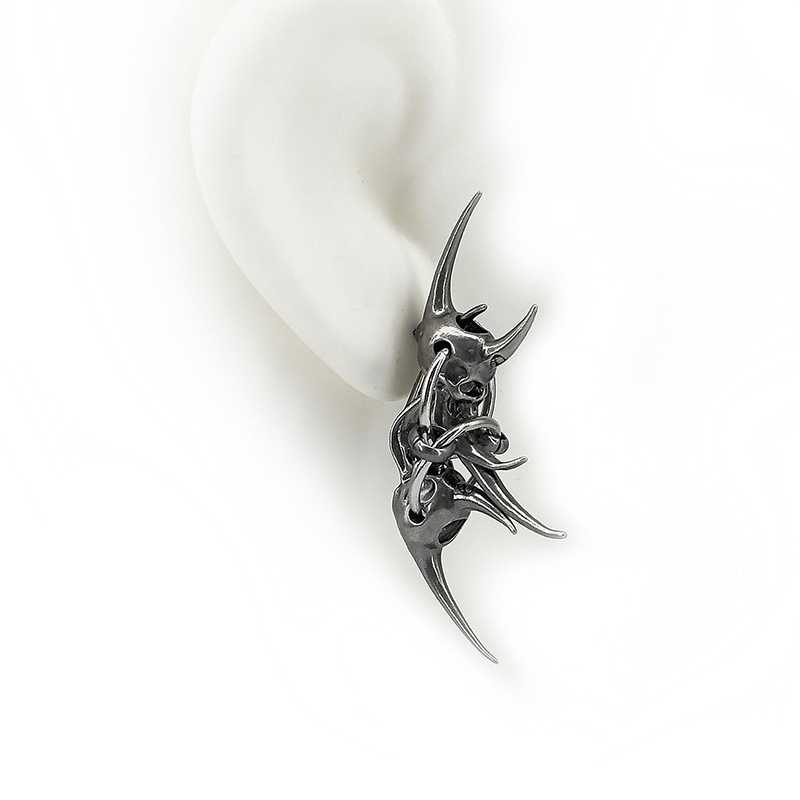Edgy Demon Horn Skull Earrings - Women'S Fashion Edgy 评论和价格