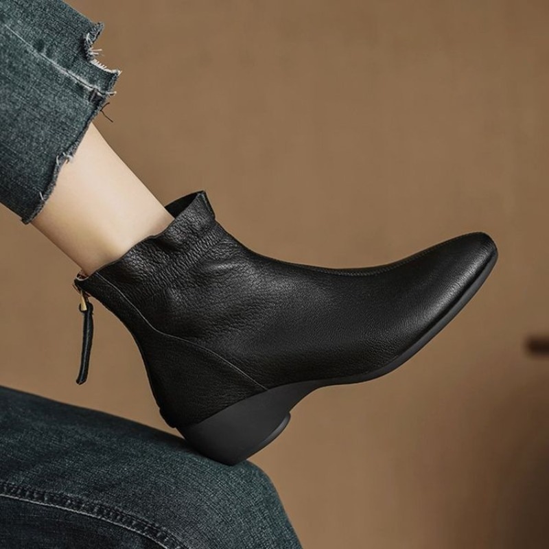 Winter Women Mid-calf Leather  - Women'S Fashion Rain Boots 评论和价格
