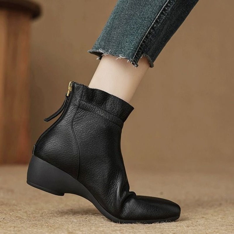 Winter Women Mid-calf Leather  - Women'S Fashion Rain Boots 评论和价格