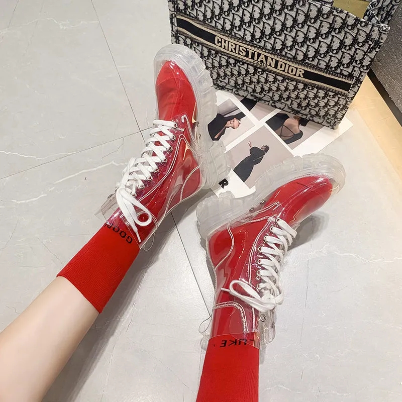 Transparent Platform Boots 202 - Women'S Fashion Rain Boots 评论和价格