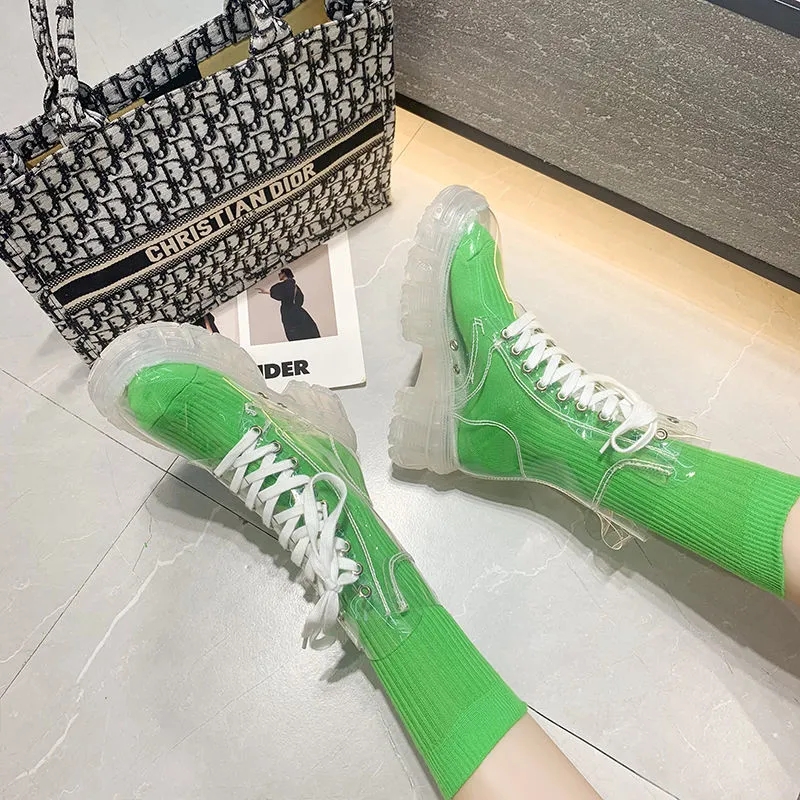 Transparent Platform Boots 202 - Women'S Fashion Rain Boots 评论和价格