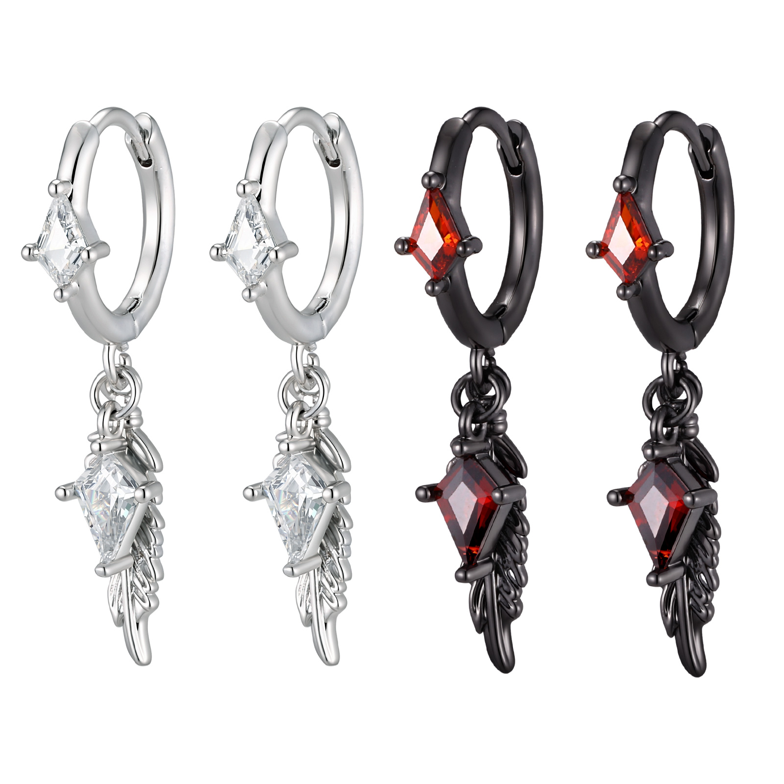 Wing Rhombus CZ Dangle Huggie  - Women'S Fashion Edgy 评论和价格