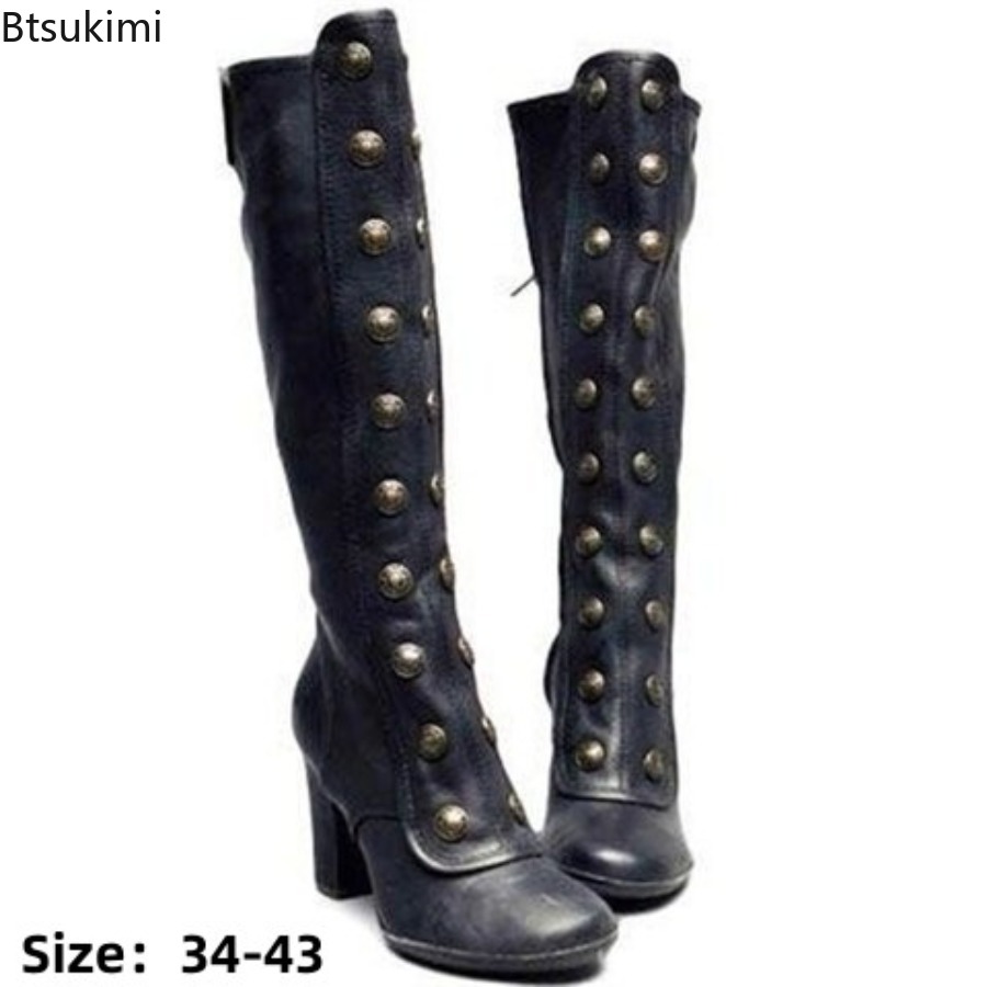 Retro Black Fashion Rivet Deco - Winter Fashion Women Boots 评论和价格