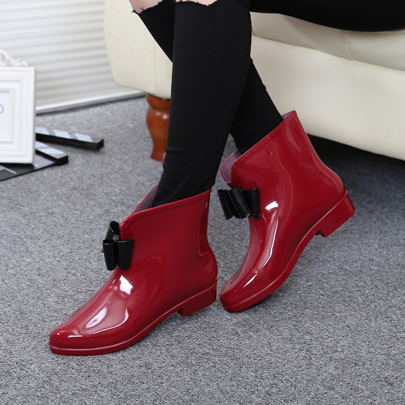 Women Flower Bowtie Ankle Boot - Women'S Fashion Rain Boots 评论和价格