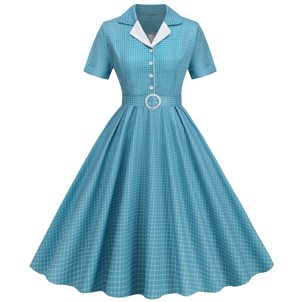 Plaid Vintage Office Summer Dr - Women'S Fashion From The 60S 评论和价格