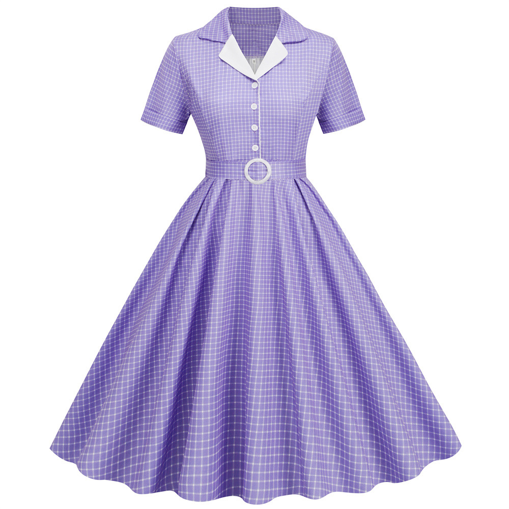 Plaid Vintage Office Summer Dr - Women'S Fashion From The 60S 评论和价格