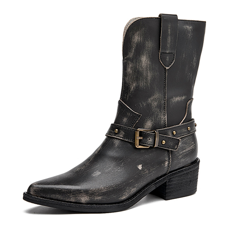 4.5cm Cow Natural Genuine Leat - Women'S Fashion Riding Boots 评论和价格