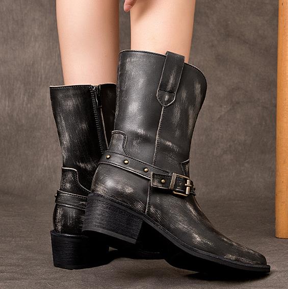 4.5cm Cow Natural Genuine Leat - Women'S Fashion Riding Boots 评论和价格