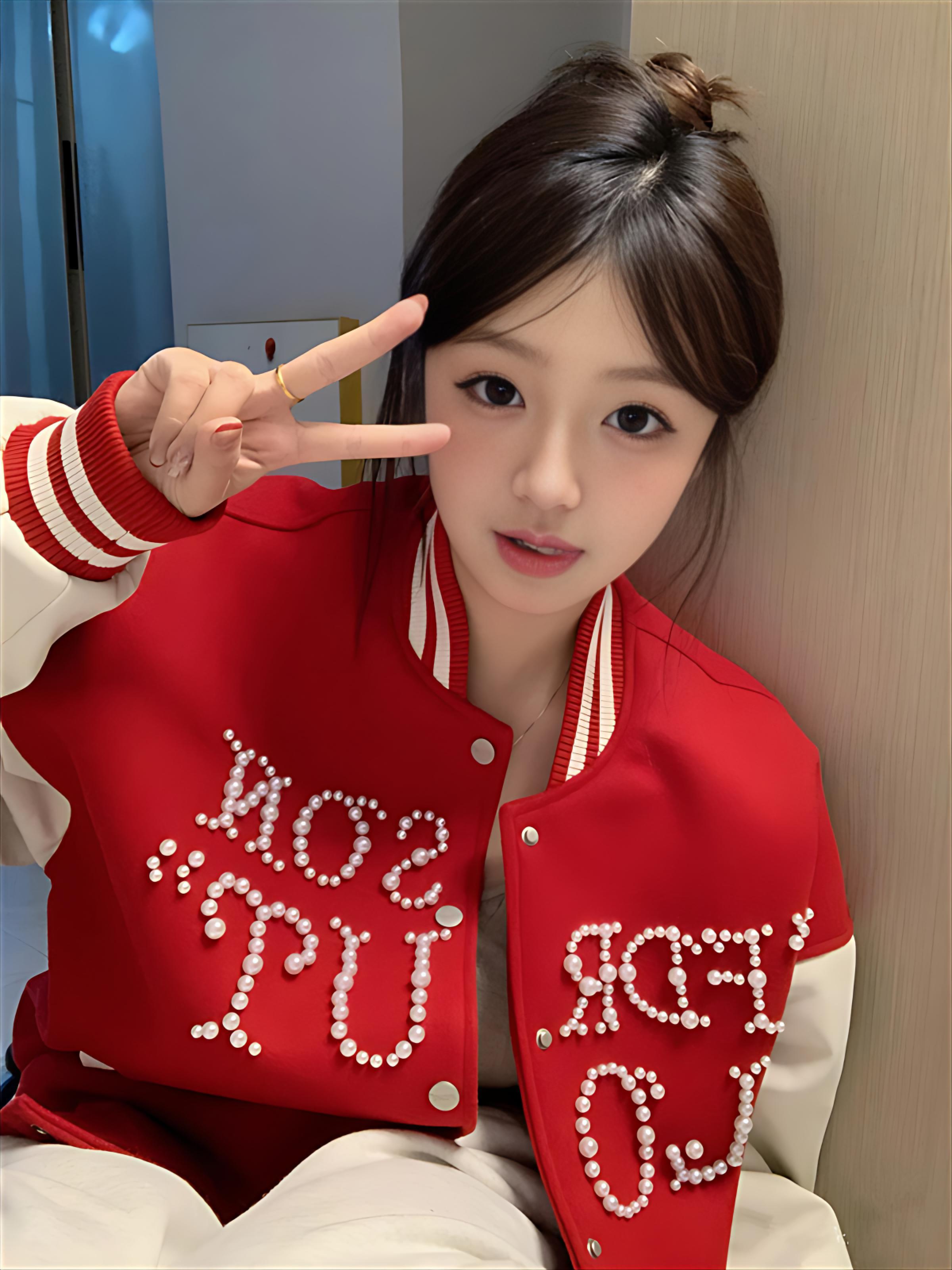 Baseball Jackets Girls Red Wom - Sherpa Coat Women 评论和价格
