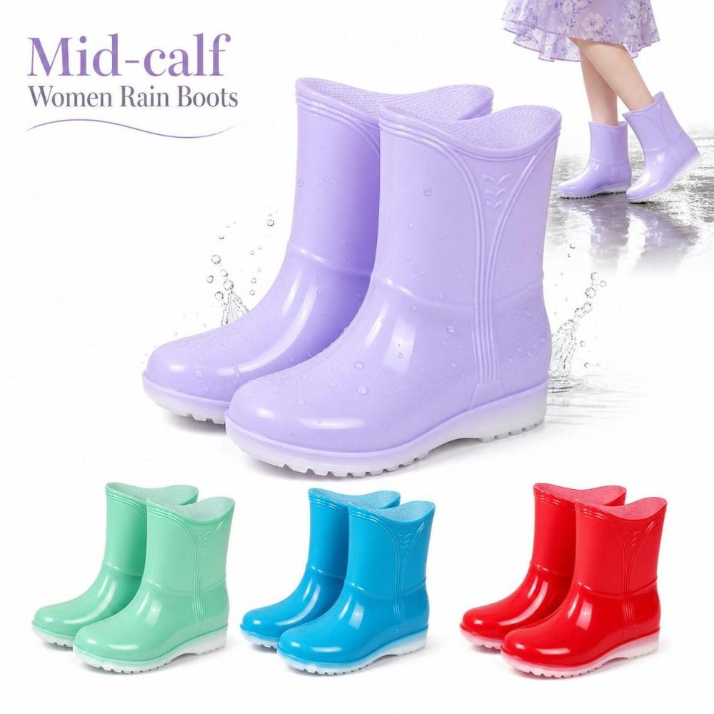 Mid-calf Women Rain Boots Wate - Women'S Fashion Rain Boots 评论和价格