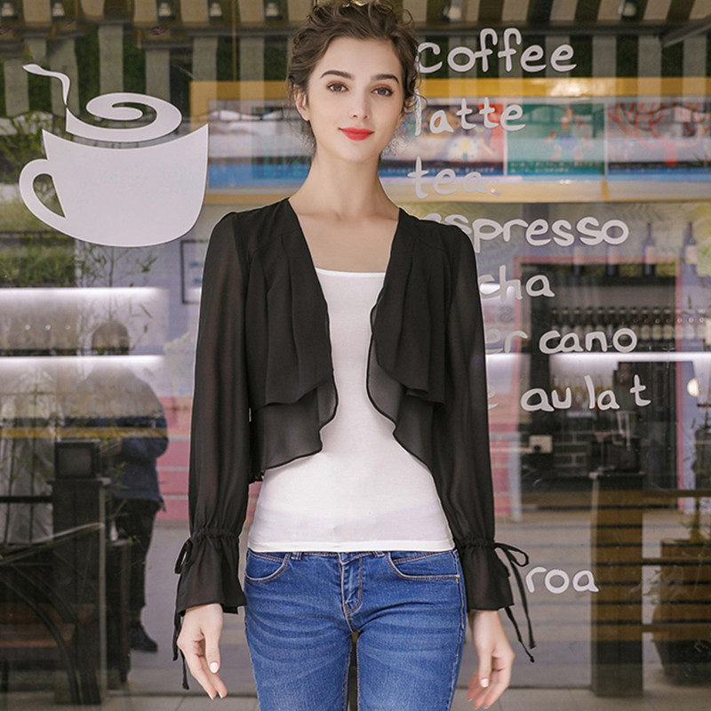Women Ruffled Sleeve thin chif - Women'S Fashion Kimono 评论和价格