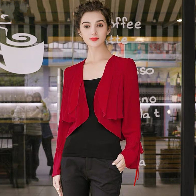 Women Ruffled Sleeve thin chif - Women'S Fashion Kimono 评论和价格