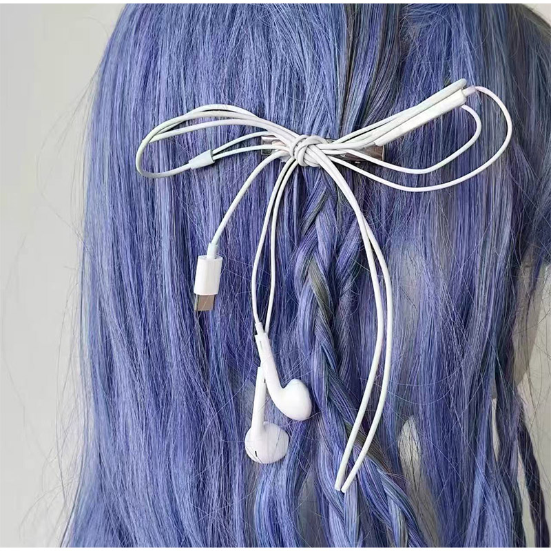 Headphone Wire Bow Hair Clip K - Women'S Y3K Fashion 评论和价格
