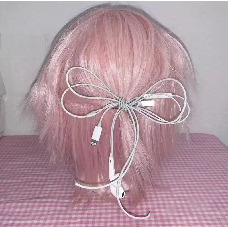 Headphone Wire Bow Hair Clip K - Women'S Y3K Fashion 评论和价格