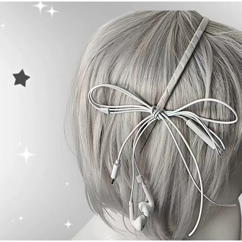 Headphone Wire Bow Hair Clip K - Women'S Y3K Fashion 评论和价格